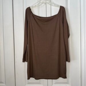 Fashion Nova Cocoa Long Sleeve off shoulder body con dress 3X new